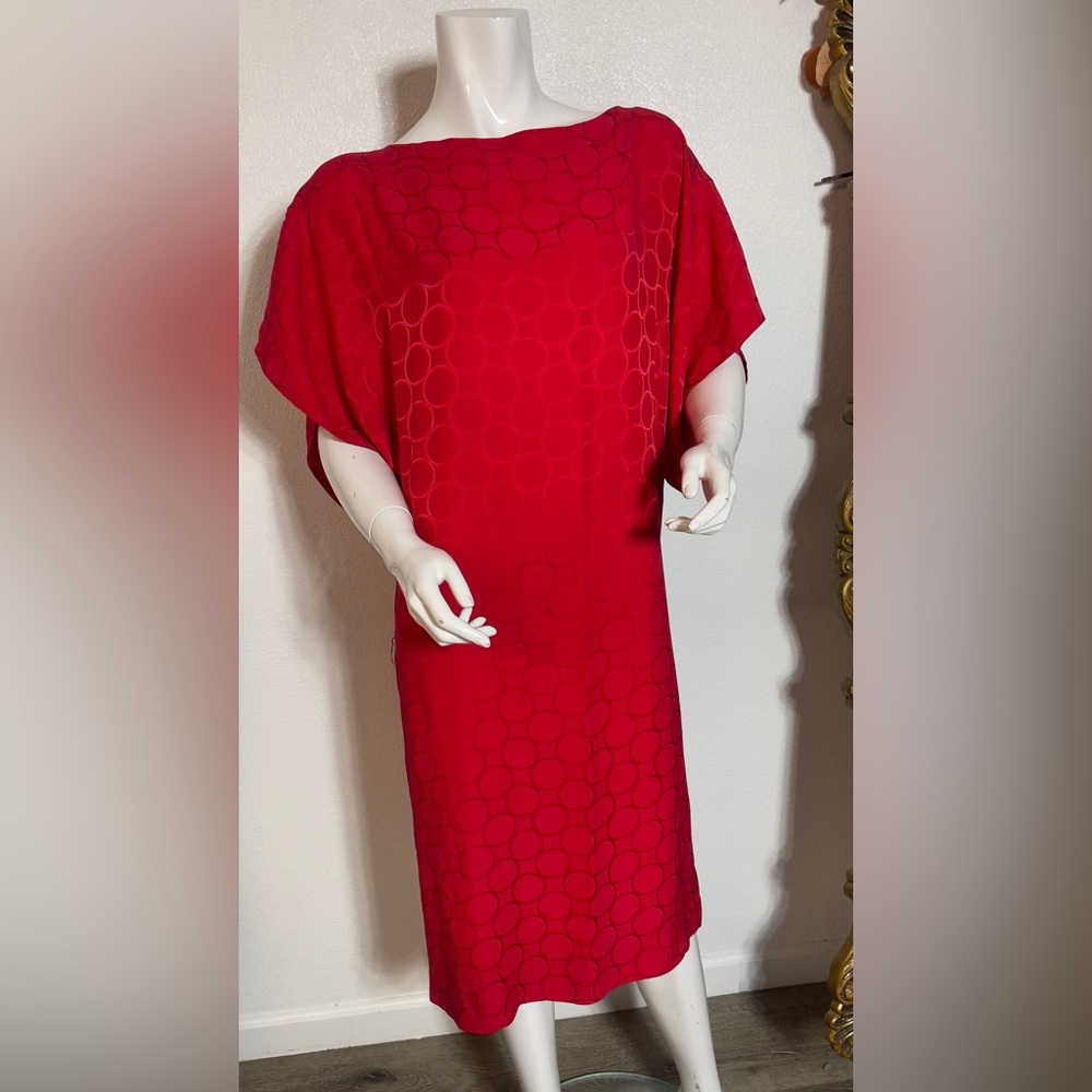 💯 Silk Vintage Chic Red Midi Dress